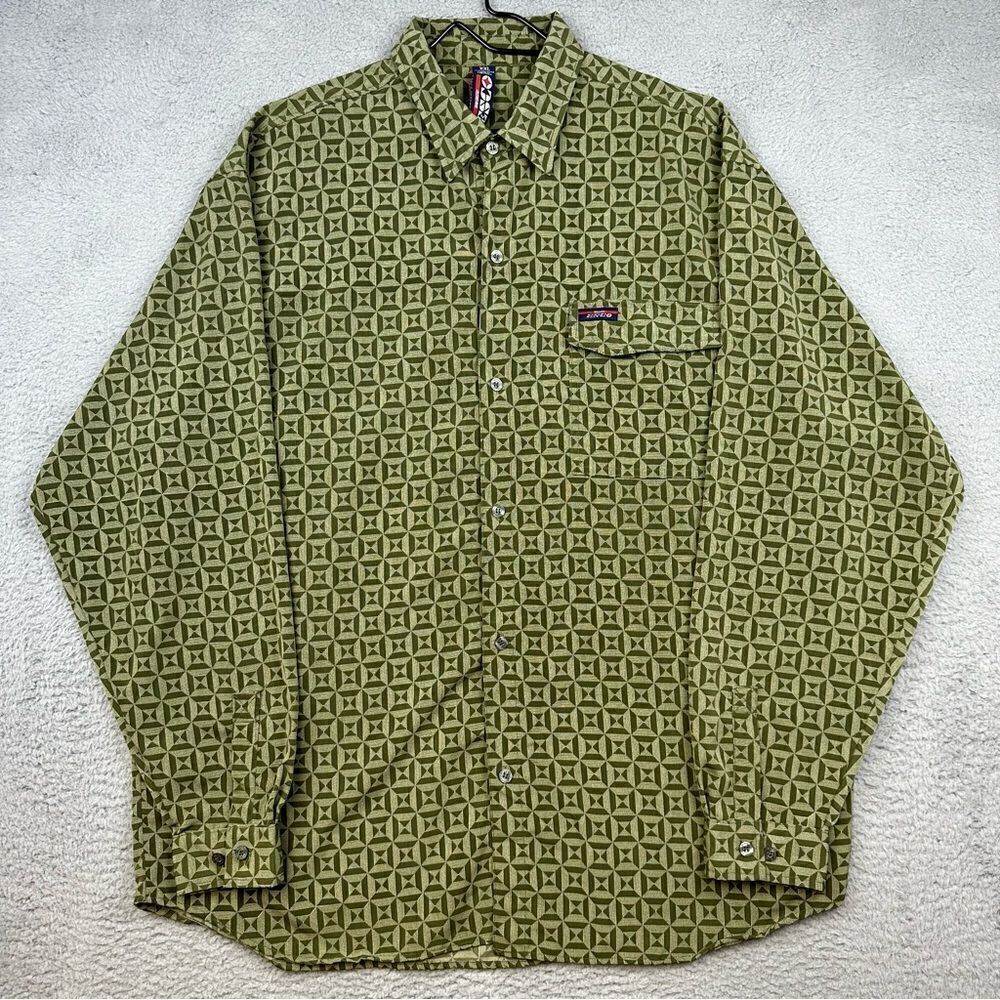 Willie Esco Shirt Mens 2XL Green Long Sleeve Button Front Casually Hawaiian‎